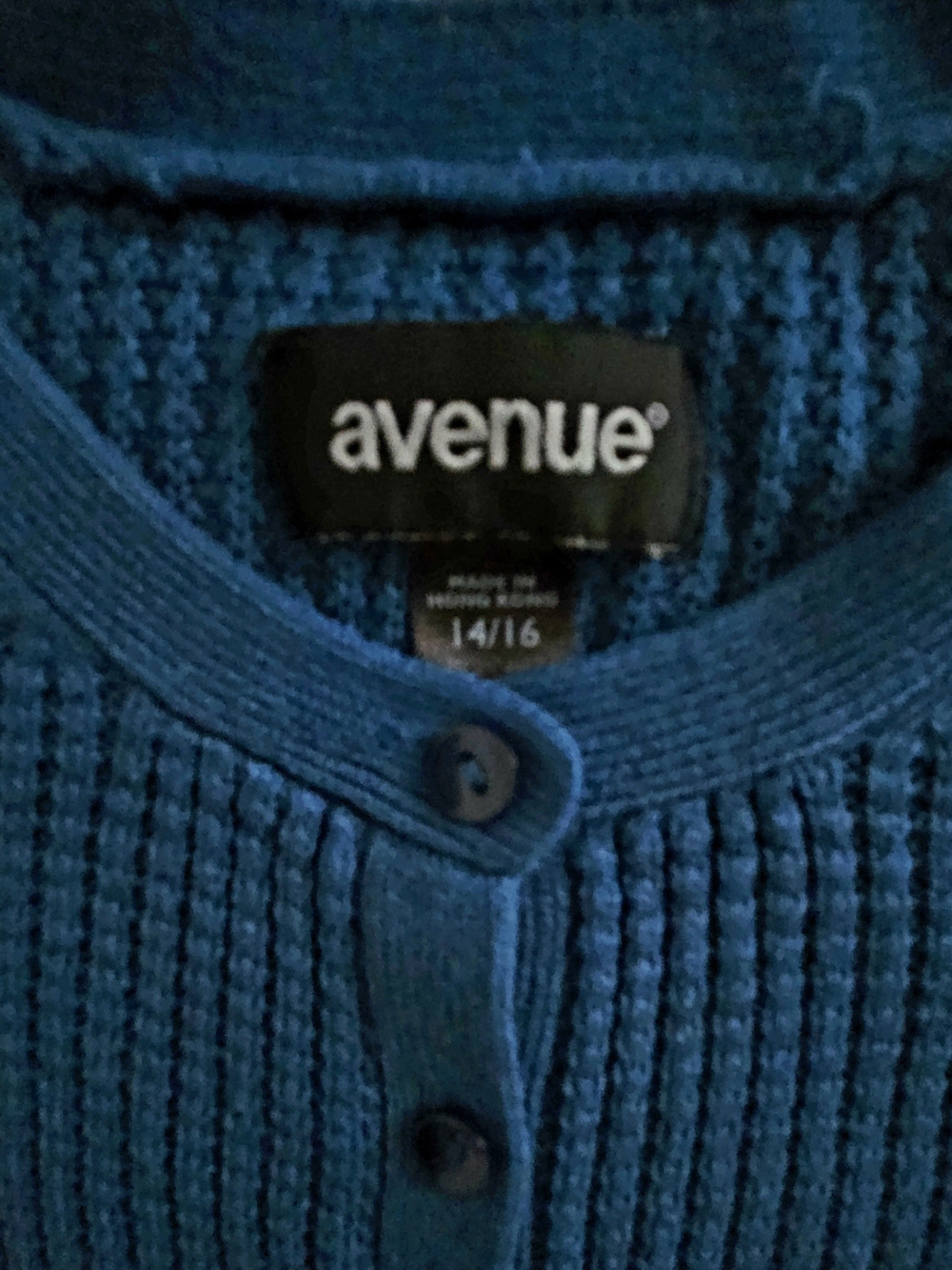 NWOT Avenue Men’s Teal Blue Waffle Knit Henley Shirt Size L (14/16) - Picture 3 of 14